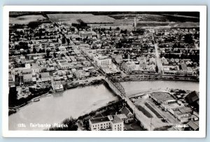 Fairbanks Alaska AK Postcard RPPC Photo Aerial View Bridge Scene River Johnston