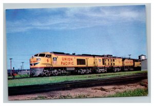 Vintage 1970's Postcard Union Pacific Railroad Locomotive Council Bluffs Iowa