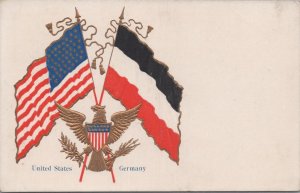 Postcard Flags United States and Germany Golden Eagle