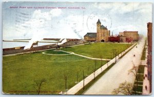 Postcard - Grant Park And Illinois Central Depot - Chicago, Illinois