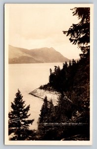 RPPC Upper Arrow Lake at Halcyon Hot Springs British Columbia VNTG Postcard 1410