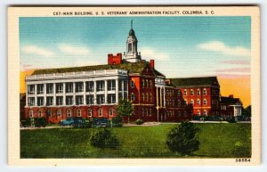 US Veterans Facility Building Columbia South Carolina Linen Postcard SC Vintage