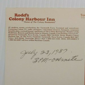 Postcard Rodds Colony Harbour Inn Colony Restaurant Yarmouth Nova Scotia Canada