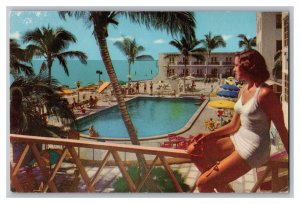 Shoreham-Norman Hotels & Villas Miami Beach Florida Postcard Pool Bathing Beauty