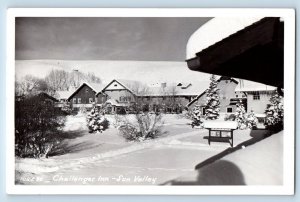 Sun Valley Idaho ID Postcard RPPC Photo Challenger Inn Winter 1951 Vintage