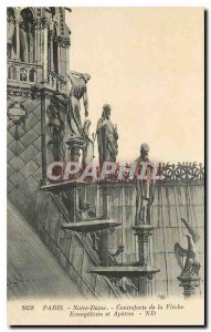 Old Postcard Foothills Paris Notre Dame de la Fleche evangelists and apostles