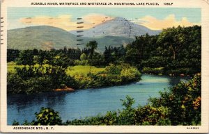 Vtg Lake Placid New York NY Ausable River Whiteface Mountains 1930s Postcard