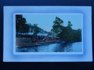 Yorkshire Shipley SALTAIRE Steam Launch on River c1905 Postcard by Valentine