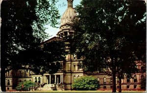 Capitolio del estado de Michigan Lansing Michigan Postal cancelar PM WOB Nota Curteich Vintage 
