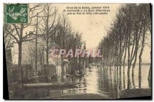 Old Postcard The Quai d'Asnieres Asnieres near the flood Clichy Bridge