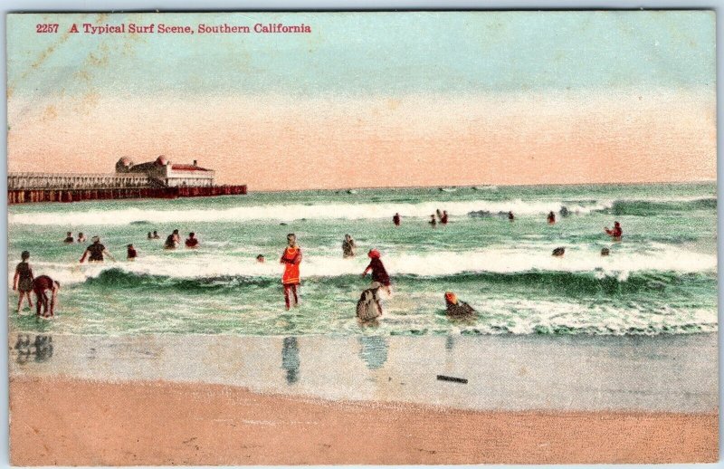 c1910s Southern Cali Surf Scene Postcard Cardinell Vincent San Francisco, CA A73