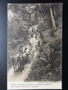 Cumbria COACHES DESCENDING RED BANK People on foot - Old Postcard Abraham No.949