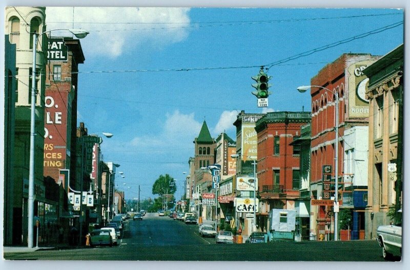 Butte Montana MT Postcard Looking West On Broadway Cafe Club Hotel Street Scene