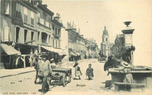 Burgy C-1910 Street Scene Morges Wagon Postcard undivided France 7457