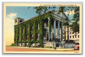 Vintage 1940's Postcard Old Christ Episcopal Church Bull St. Savannah Georgia