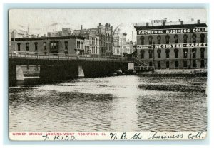 1907 Girder Bridge Looking West Rockford Illinois IL Posted Antique Postcard 