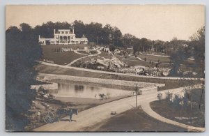 RPPC Hershey PA Magnificent Milton Hershey Mansion With Workers Postcard U24
