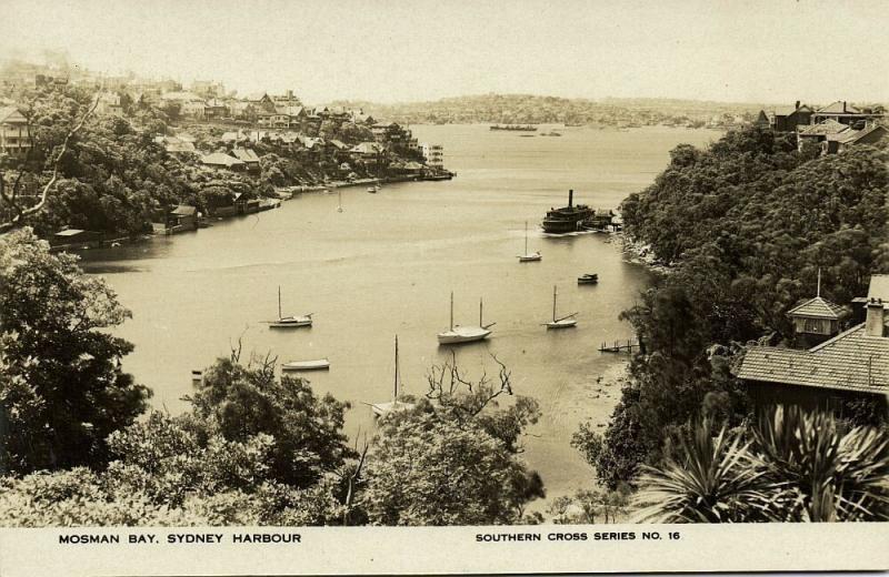 australia, SYDNEY, Mosman Bay Harbour (1930s) RPPC, Southern Cross Series No. 16