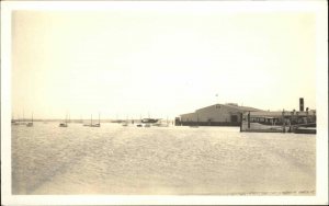 Nantucket MA Harbor & Bldg c1920s-30s Real Photo Postcard