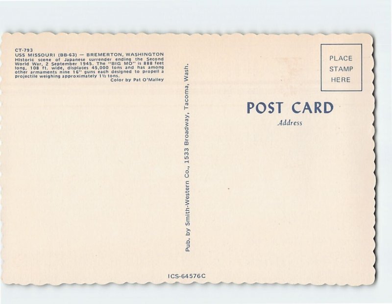 Postcard USS Missouri, Bremerton, Washington