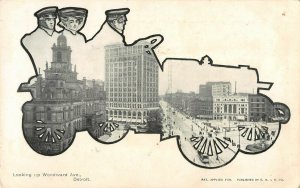Novelity Car Windward Ave Detroit Mich litho postcard AS126