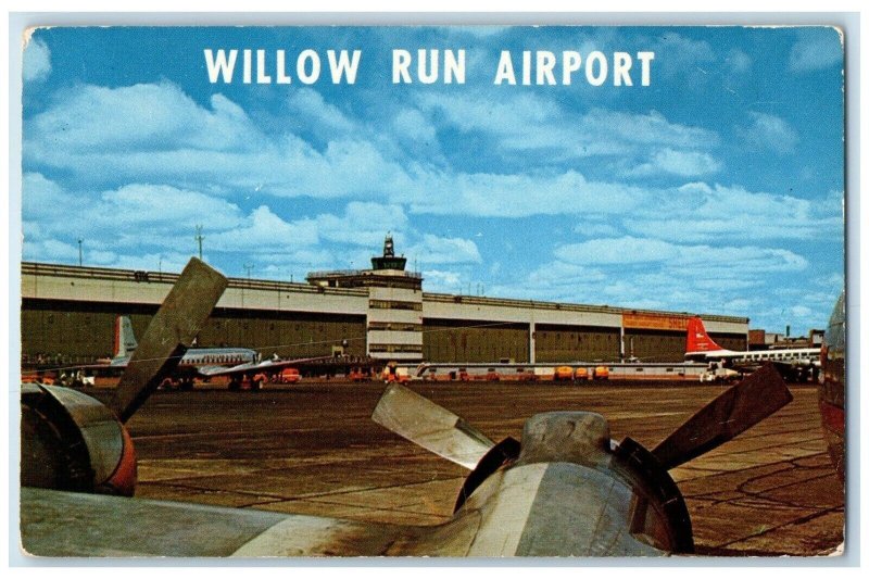 c1960 Willow Run Airport Metropolitan Detroit Michigan Vintage Antique Postcard