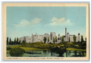 c1950's Sunken Gardens Jackson Park Kennedy College Windsor Canada Postcard