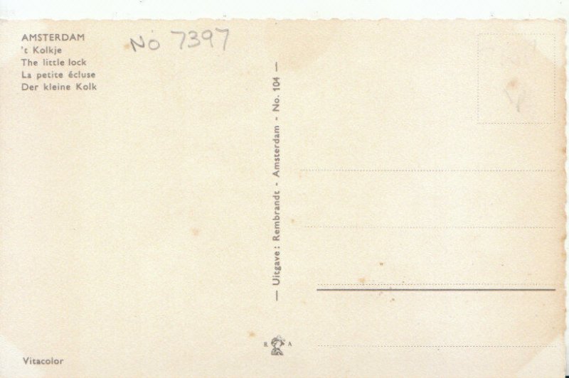 Netherlands Postcard - Amsterdam - The Little Lock - Ref TZ4484