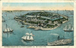 Fortress Monroe And Old Point Comfort, Va Vintage Postcard