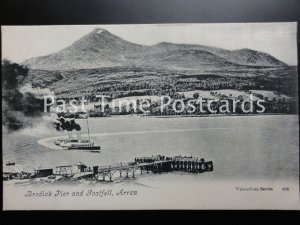 Old PC Isle of Arran BRODICK PIER and GOATFELL showing steam boat ferry 170515