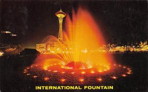 SEATTLE, WA  Washington     INTERNATIONAL FOUNTAIN Night View     1962 Postcard