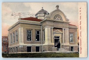 Iowa Falls Iowa IA Postcard Carnegie Ellsworth Library Exterior Building c1908