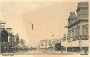 C-1905 Phoenix Arizona Washington Street Trolley undivided postcard 7296