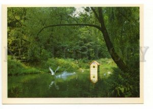 493683 USSR 1985 year Belarus city Gomel Lunacharsky Park Swan Lake postcard