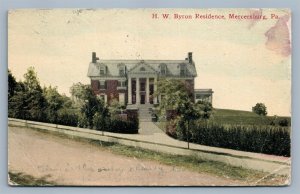 MERCERBURG PA H.W. BYRON RESIDENCE ANTIQUE POSTCARD