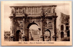 Vtg Roma Arco di Costantino con il Colosseo Arch Rome Italy Postcard