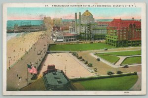 Atlantic City New Jersey~Marlborough Blenheim Hotel And Boardwalk~1920s Postcard