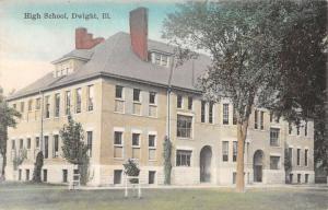 Dwight Illinois High School Street View Antique Postcard K58609