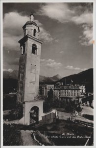 Switzerland St Moritz Der Schiefe Turm und das Kulm Hotel Vintage RPPC C199