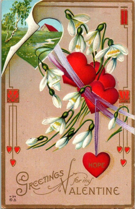 VTG Postcard Valentine Greetings Hope Barn 1912 Salinas California Embossed 1169