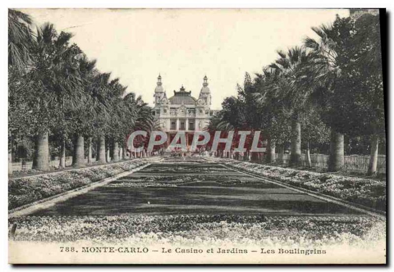 Old Postcard Monte Carlo Casino and Gardens Boulingrins