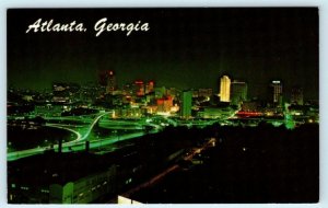 ATLANTA, GA ~ Night Skyline PROFESSIONAL PHOTOGRAPHERS CONVENTION 1971 Postcard