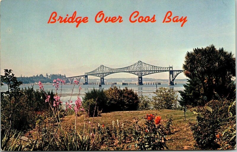 Bridge Over Coos Bay Oregon Coast Postcard VTG UNP Vintage Unused Chrome 