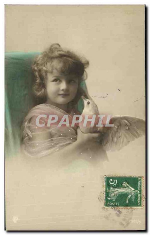 Old Postcard Fun Children Dove