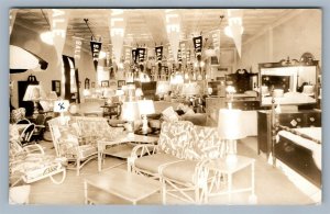 FURNITURE STORE INTERIOR 1950 VINTAGE REAL PHOTO POSTCARD RPPC