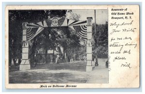 c1900s Arch on Bellevue Avenue Souvenir of Old Home Week Newport RI PMC Postcard