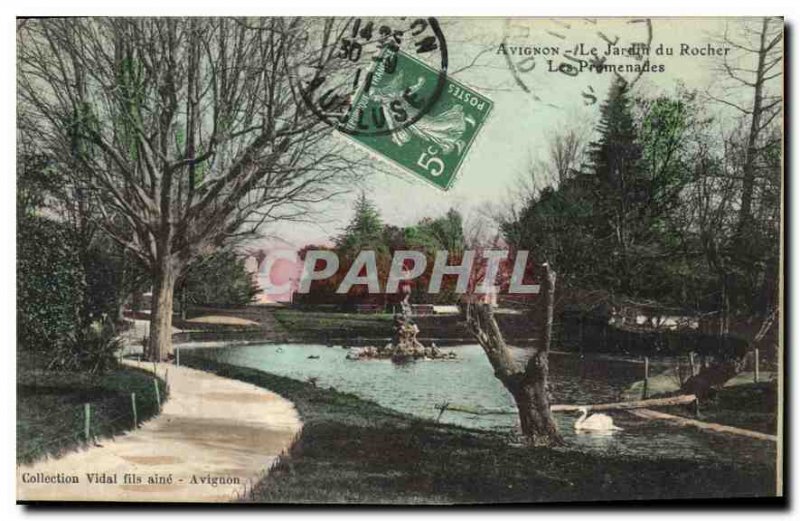 Old Postcard Avignon Le Jardin du Rocher Les Promenades