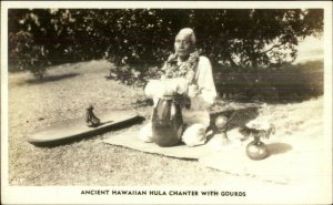 Hawaii HI Ancient Hula Chanter w/ Gourds Ethnic Real Photo Postcard