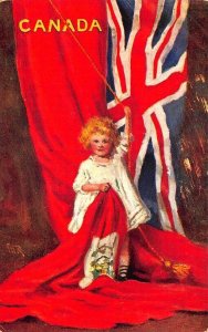 Canada 1907 Young Girl Canadian Flag Artist Signed Postcard