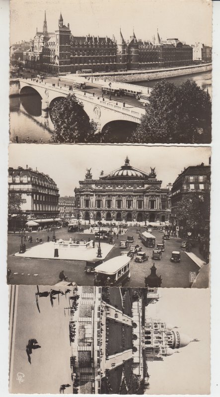 P2354 3 dif real photo postcards paris france unused